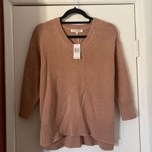 Workshop Republic Clothing V-Neck Sweater in Warm Tan